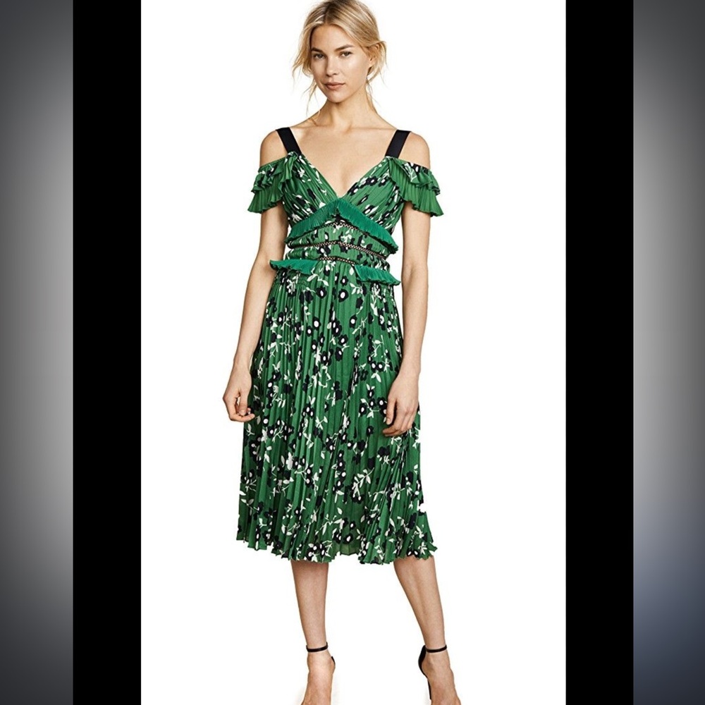 Self-Portrait Green Floral Dress